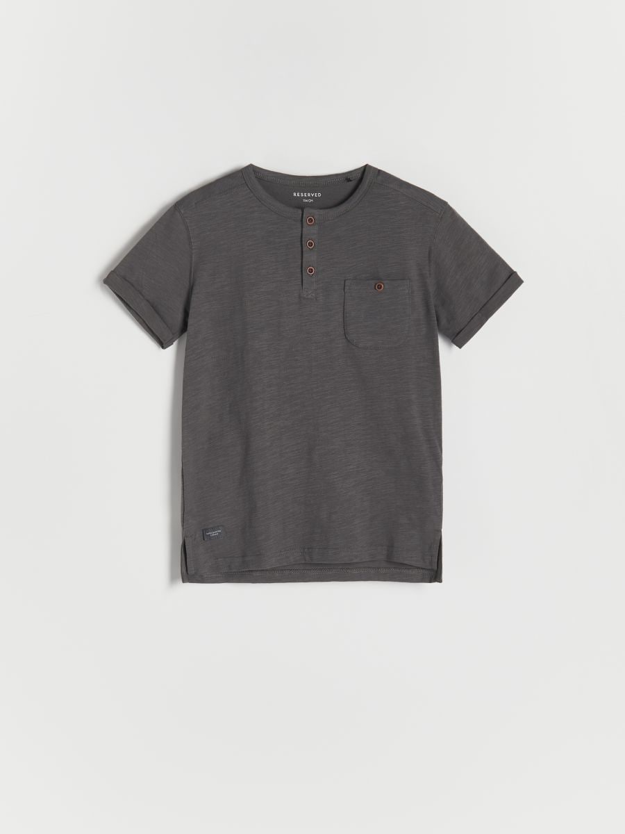 T-Shirt mit Brusttasche Farbe dunkelgrau - RESERVED - 8717K-90X