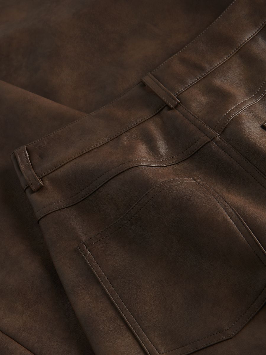Pantalone od veštačke kože - tamno braon - RESERVED - 6