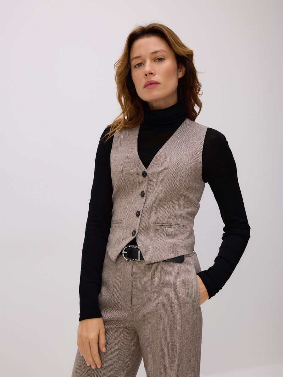 Telovnik z ribjim vzorcem - kavna - RESERVED