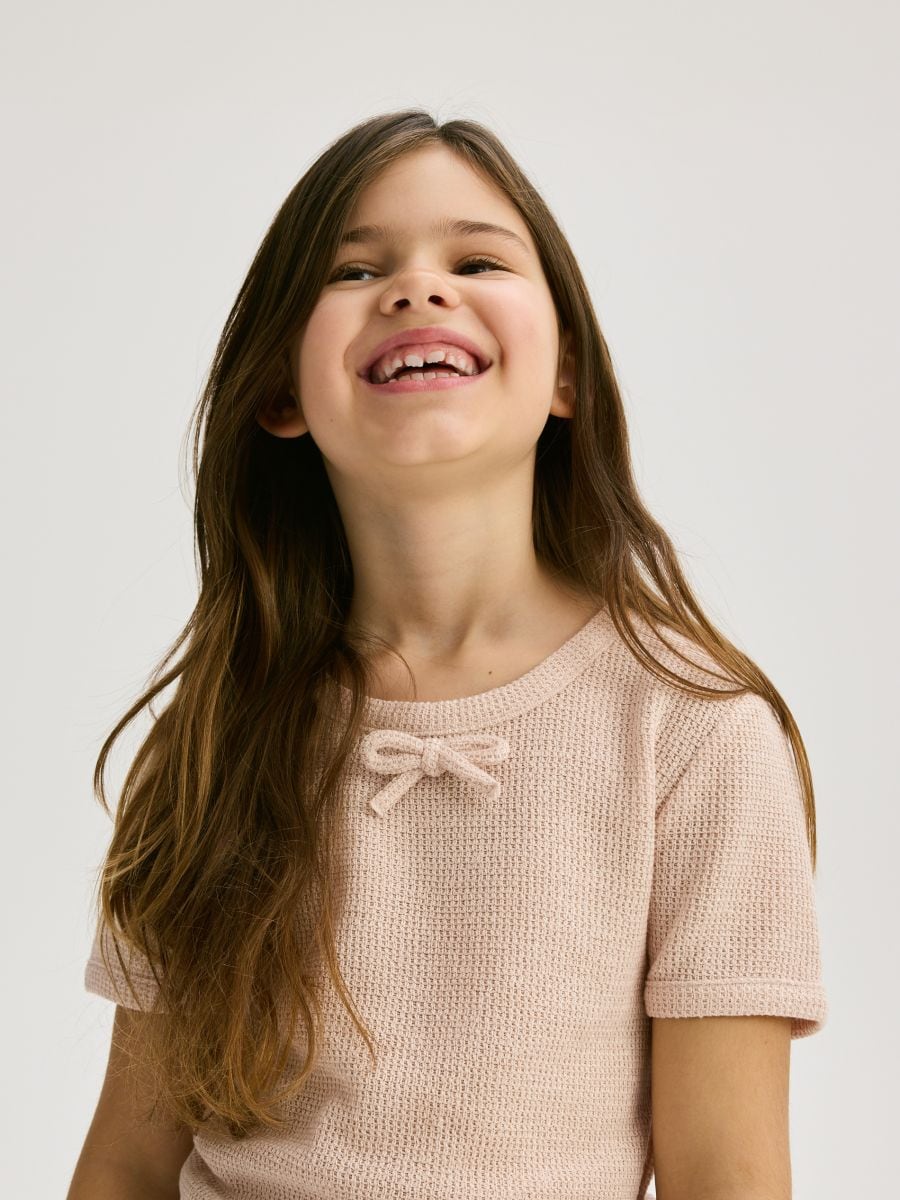 T-shirt with with bow detail - pastel pink - RESERVED - 3