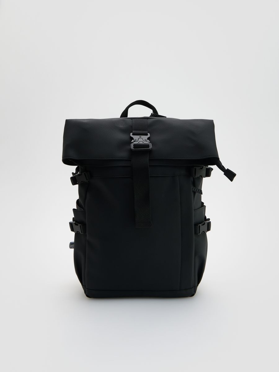 Voděodolný batoh s rolovacím zapínáním - černý - RESERVED