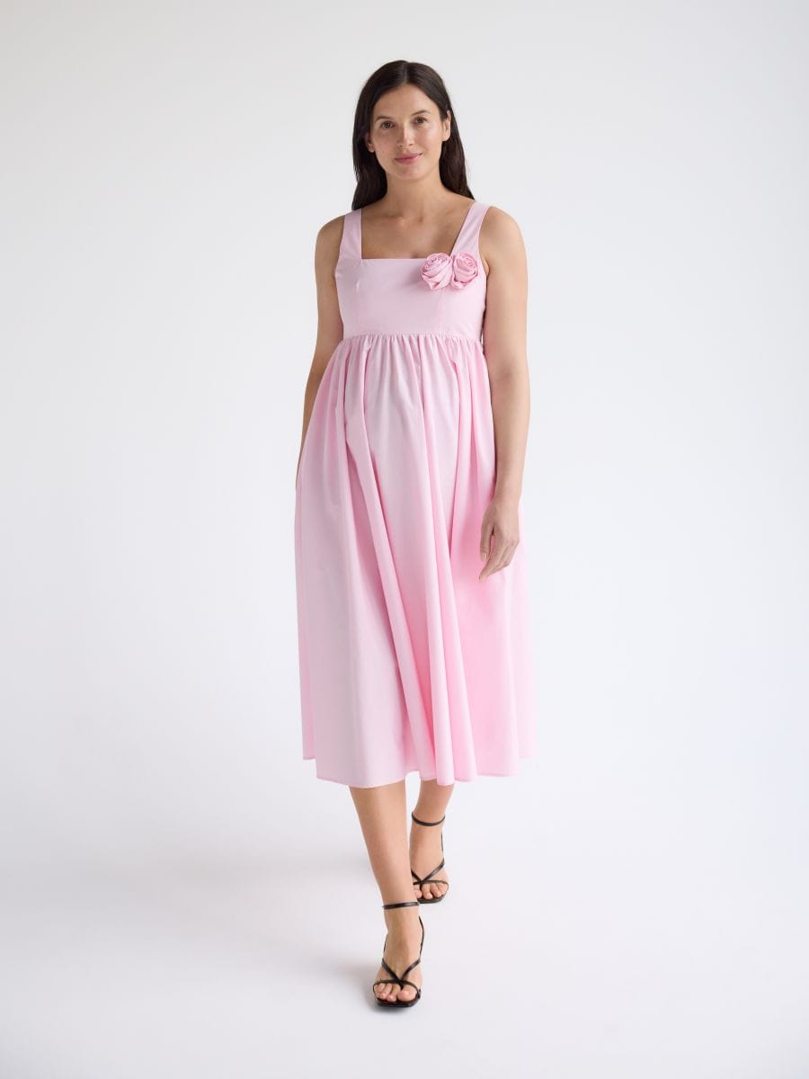 Midi-Kleid mit Zierrose - pastellrosa - RESERVED - 2