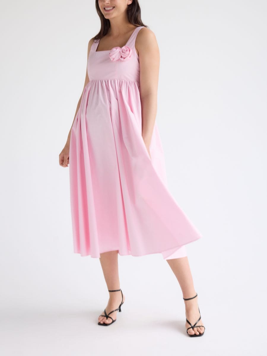 Midi-Kleid mit Zierrose - pastellrosa - RESERVED - 3