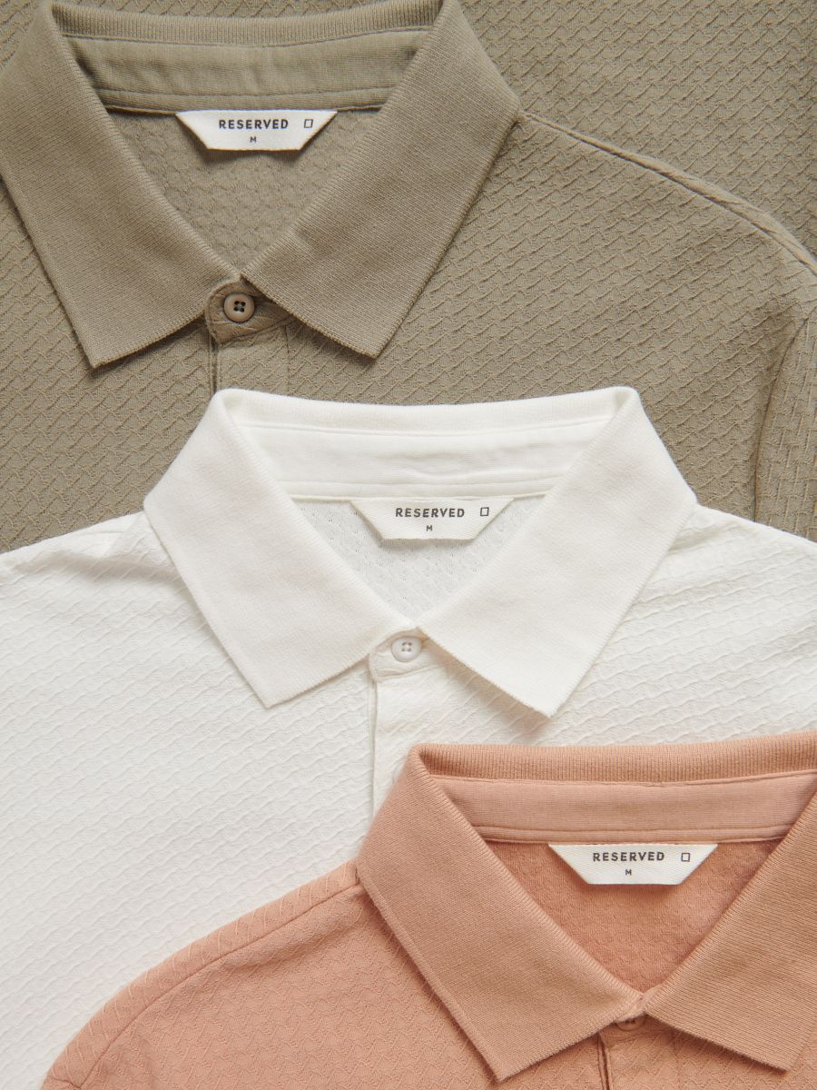Regular fit poloshirt met structuur - beige - RESERVED - 2