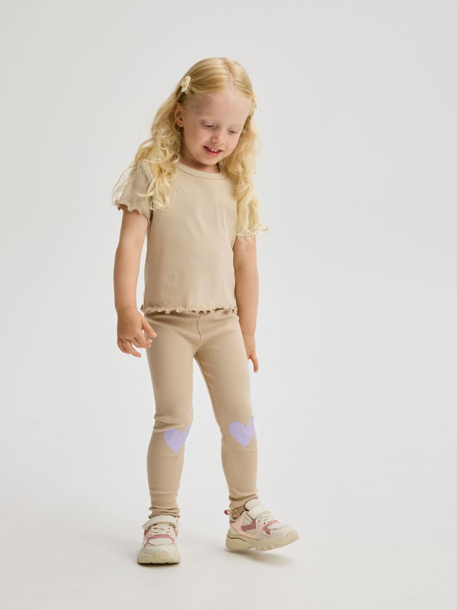 Rib knit leggings - beige - RESERVED