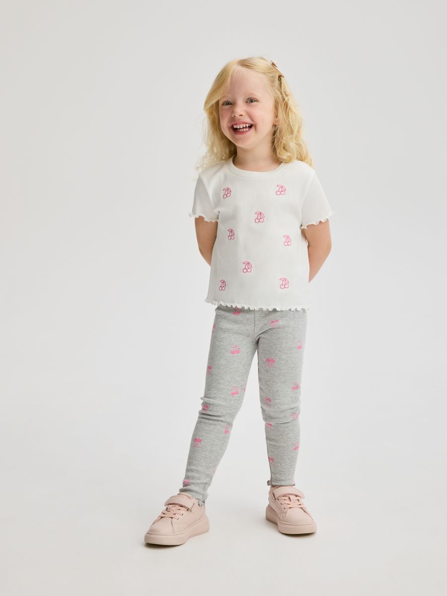 Rib knit leggings - light grey - RESERVED