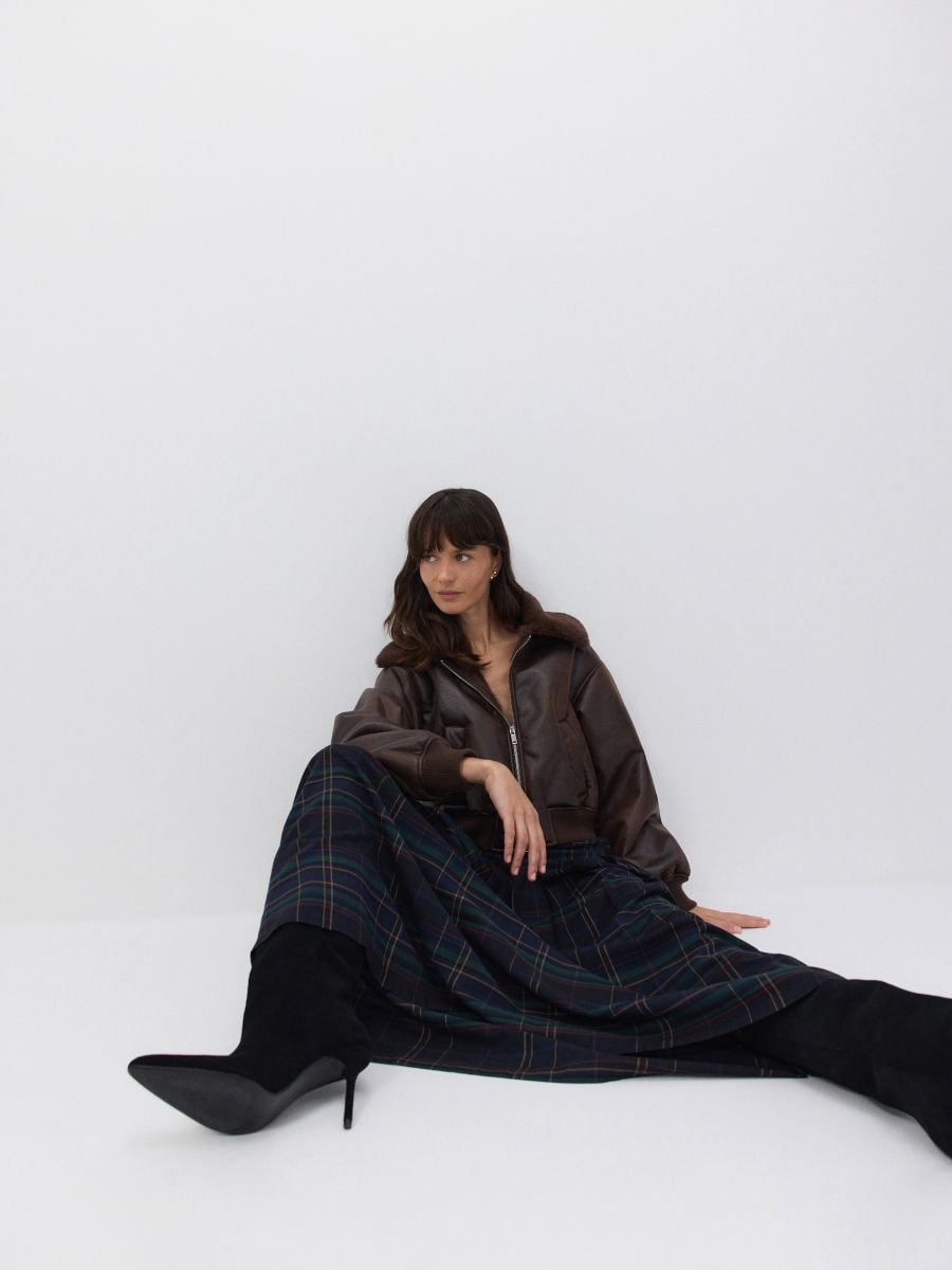Aviator jacket with faux fur - brown - RESERVED - 4
