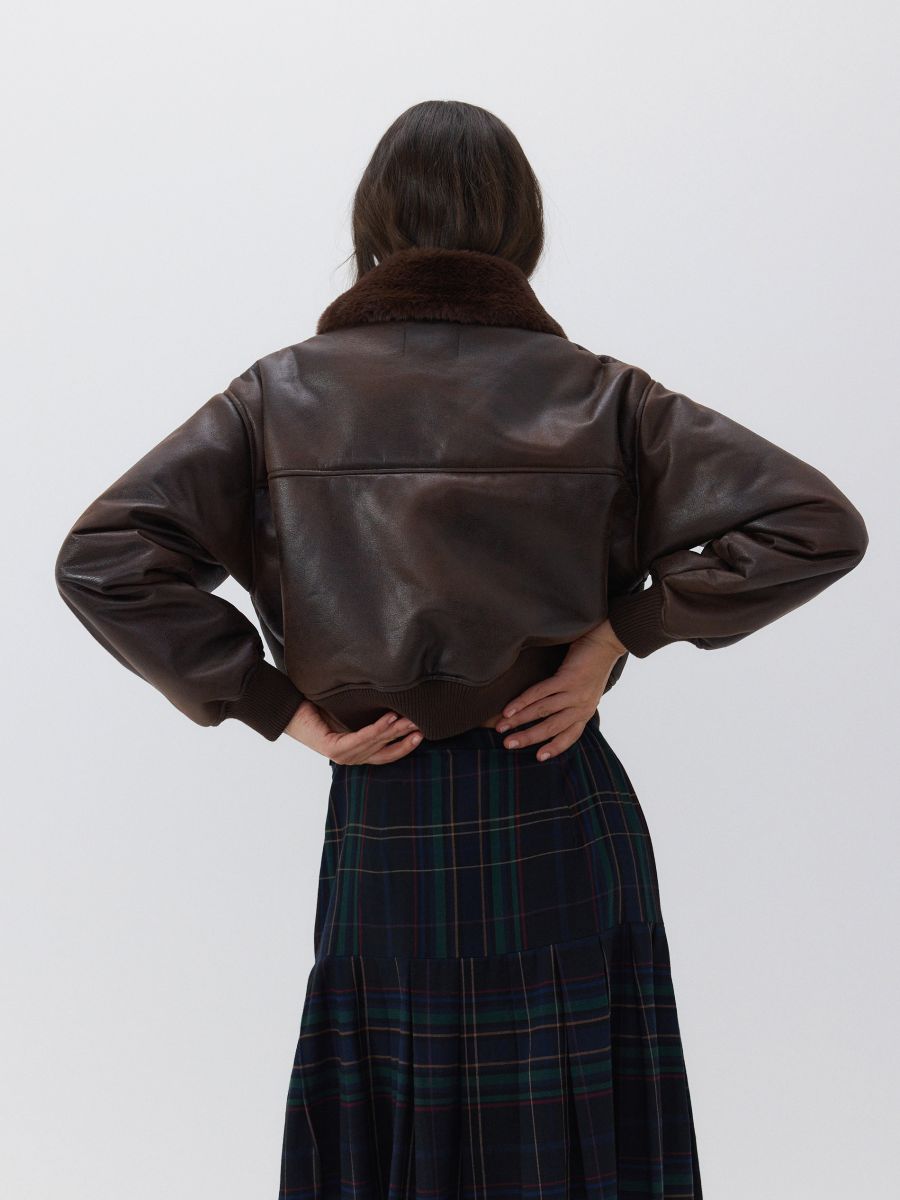 Aviator jacket with faux fur - brown - RESERVED - 5