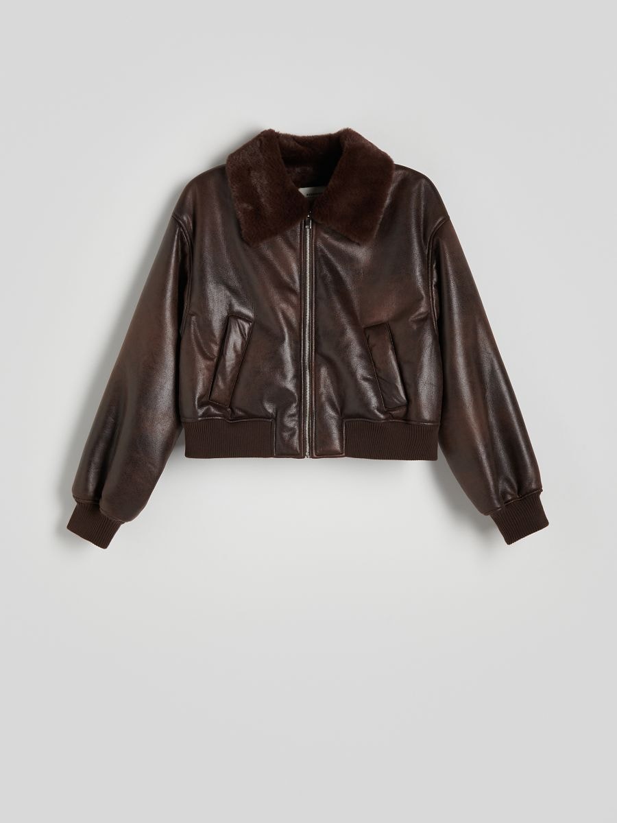 Aviator jacket with faux fur - brown - RESERVED - 7
