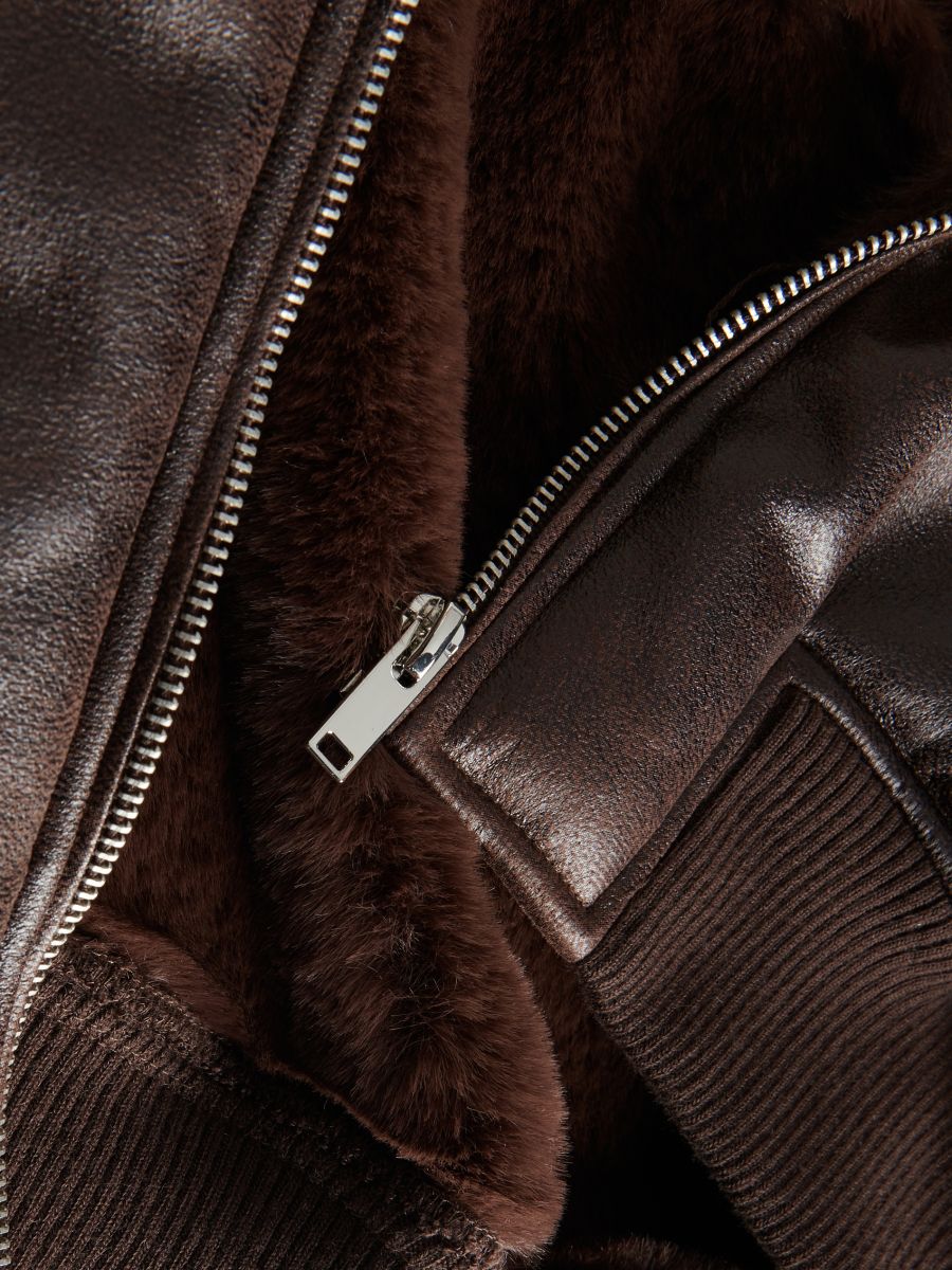 Aviator jacket with faux fur - brown - RESERVED - 8