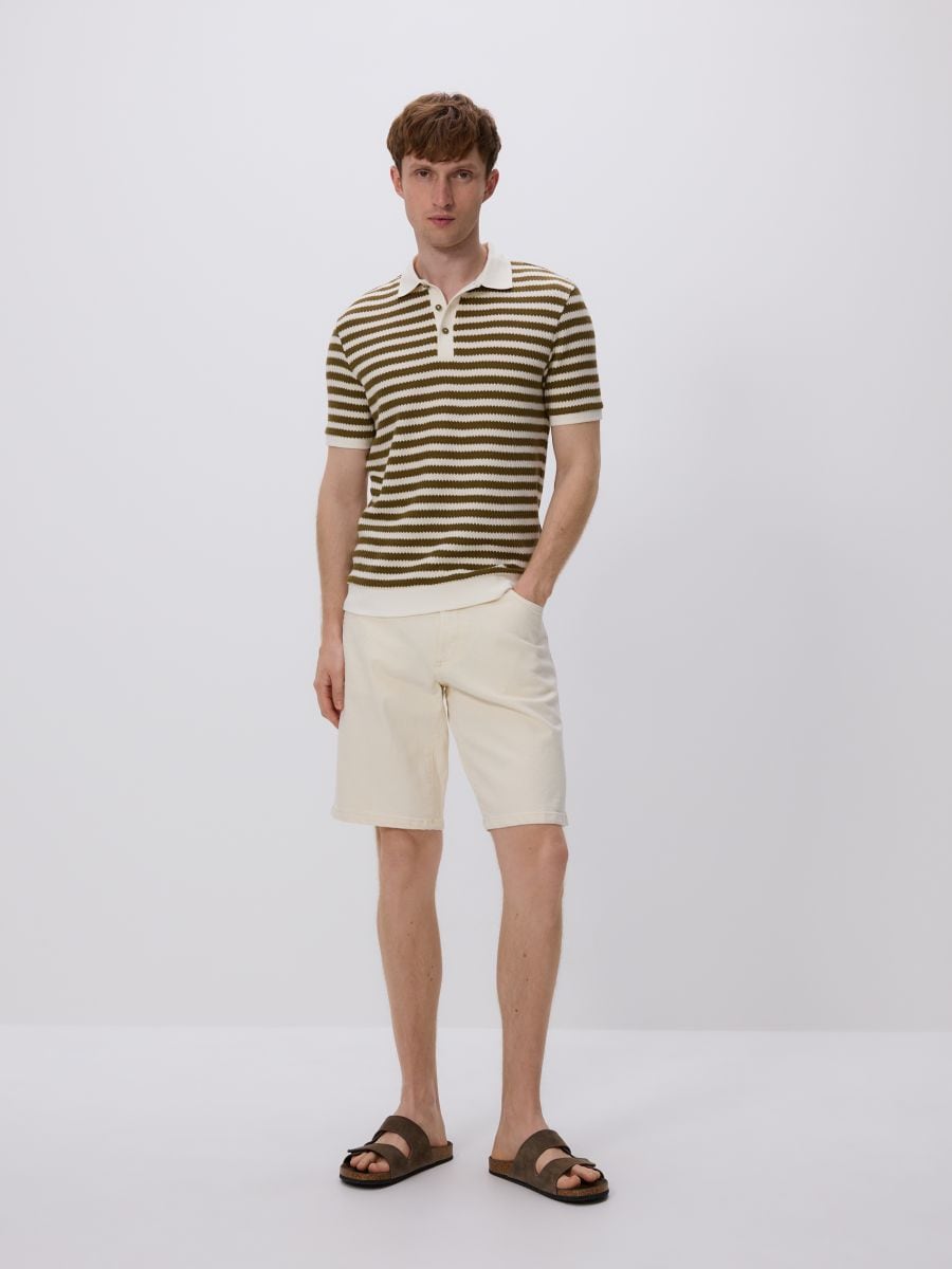 Randig poloshirt - VIT - RESERVED
