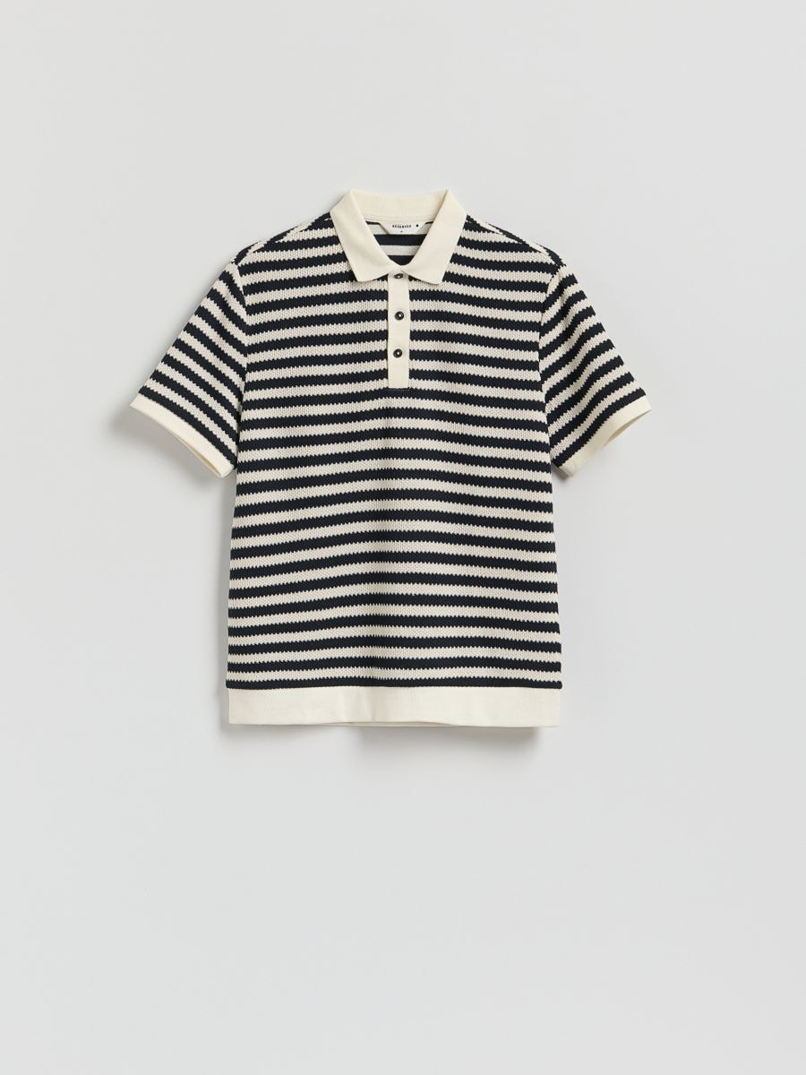 Striped polo shirt - navy - RESERVED