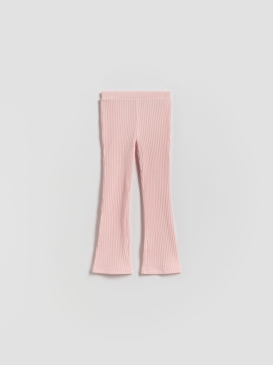 Ribbed flare trousers - pastel pink - RESERVED
