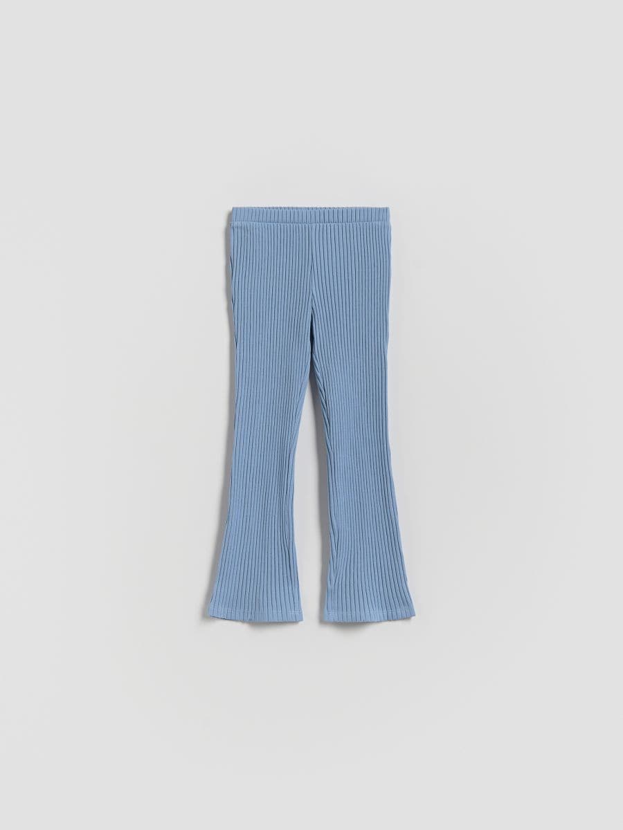 Ribbed flare trousers - blue - RESERVED