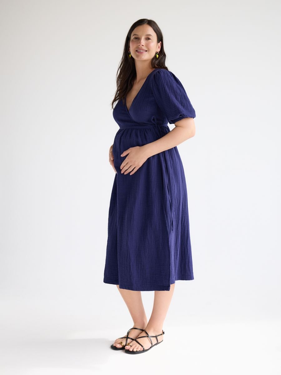 Sukienka maxi - granatowy - RESERVED