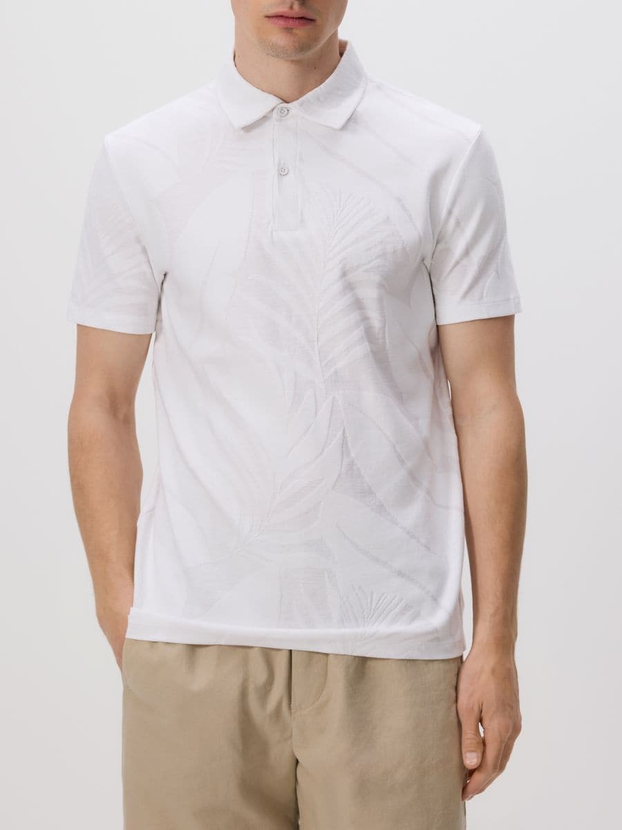 Regular fit polo shirt with pattern - white - RESERVED - 2