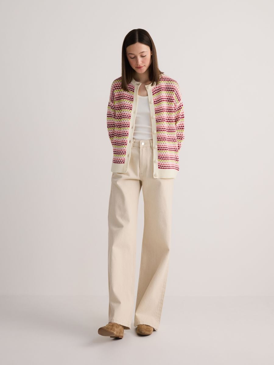 Openwork cotton rich cardigan - multicolor - RESERVED - 5