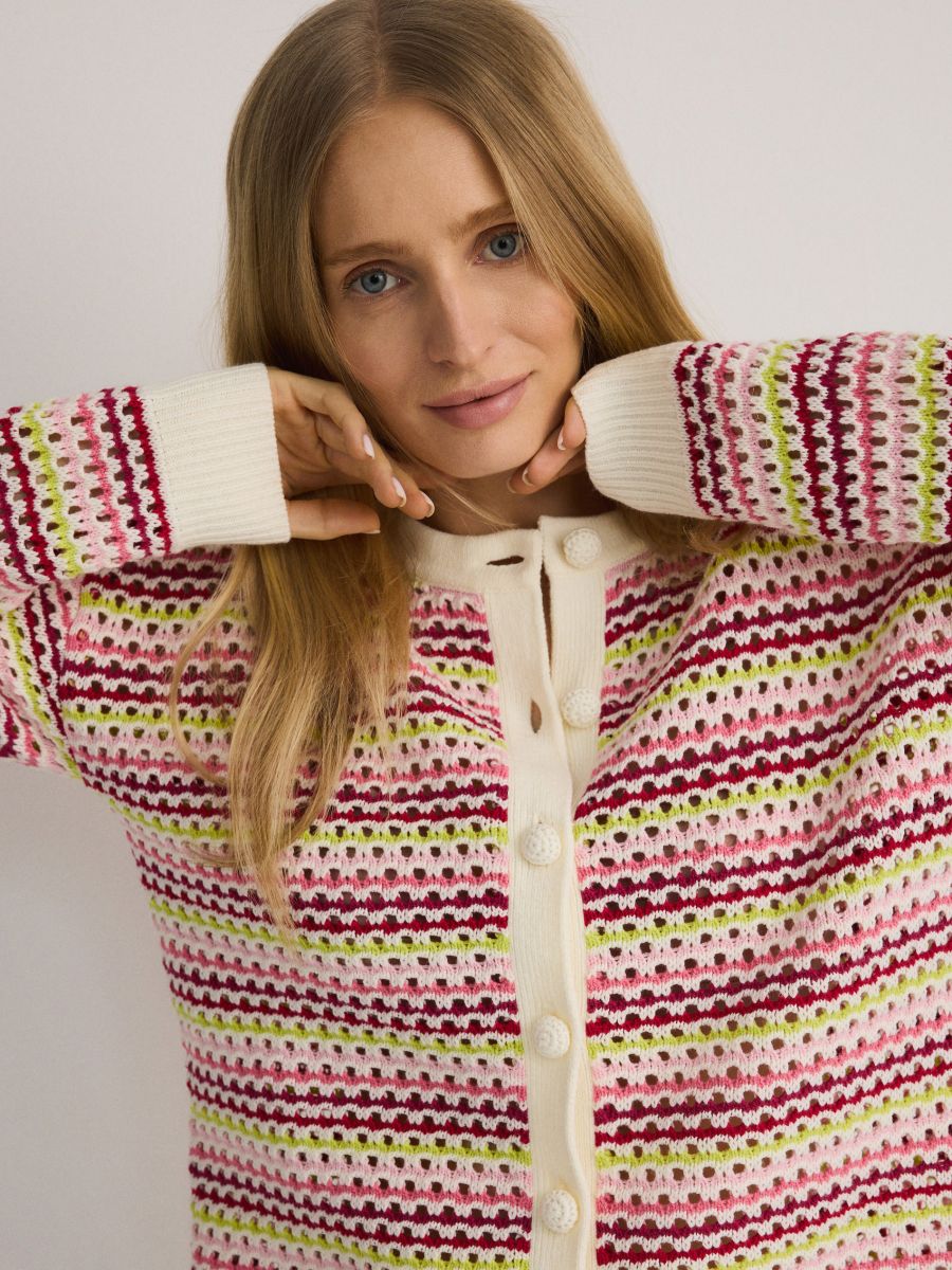 Openwork cotton rich cardigan - multicolor - RESERVED - 3