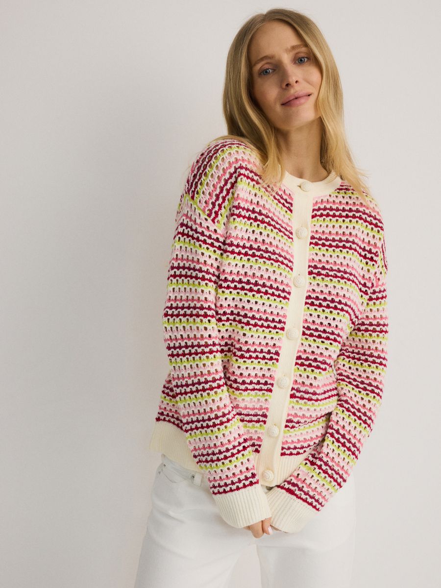 Openwork cotton rich cardigan - multicolor - RESERVED - 4
