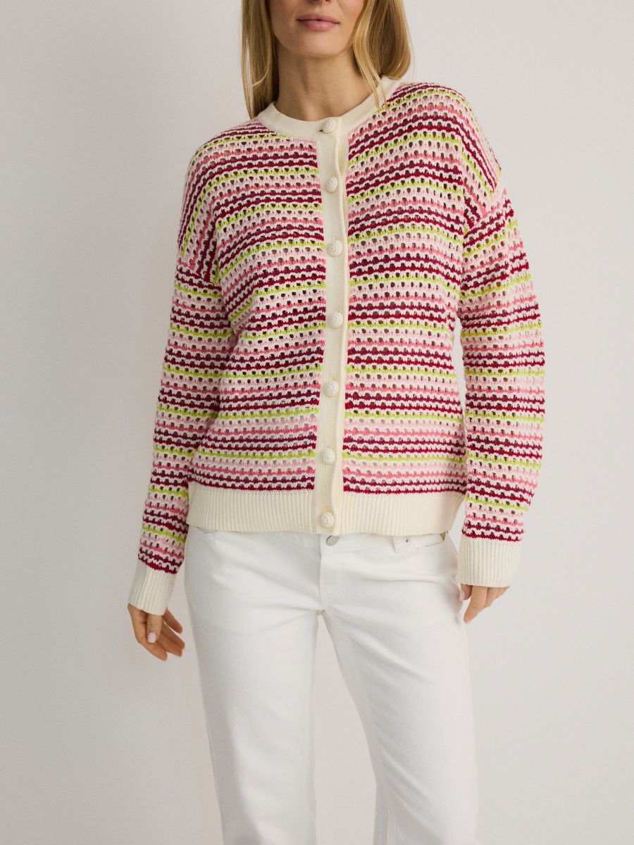 Openwork cotton rich cardigan - multicolor - RESERVED - 6