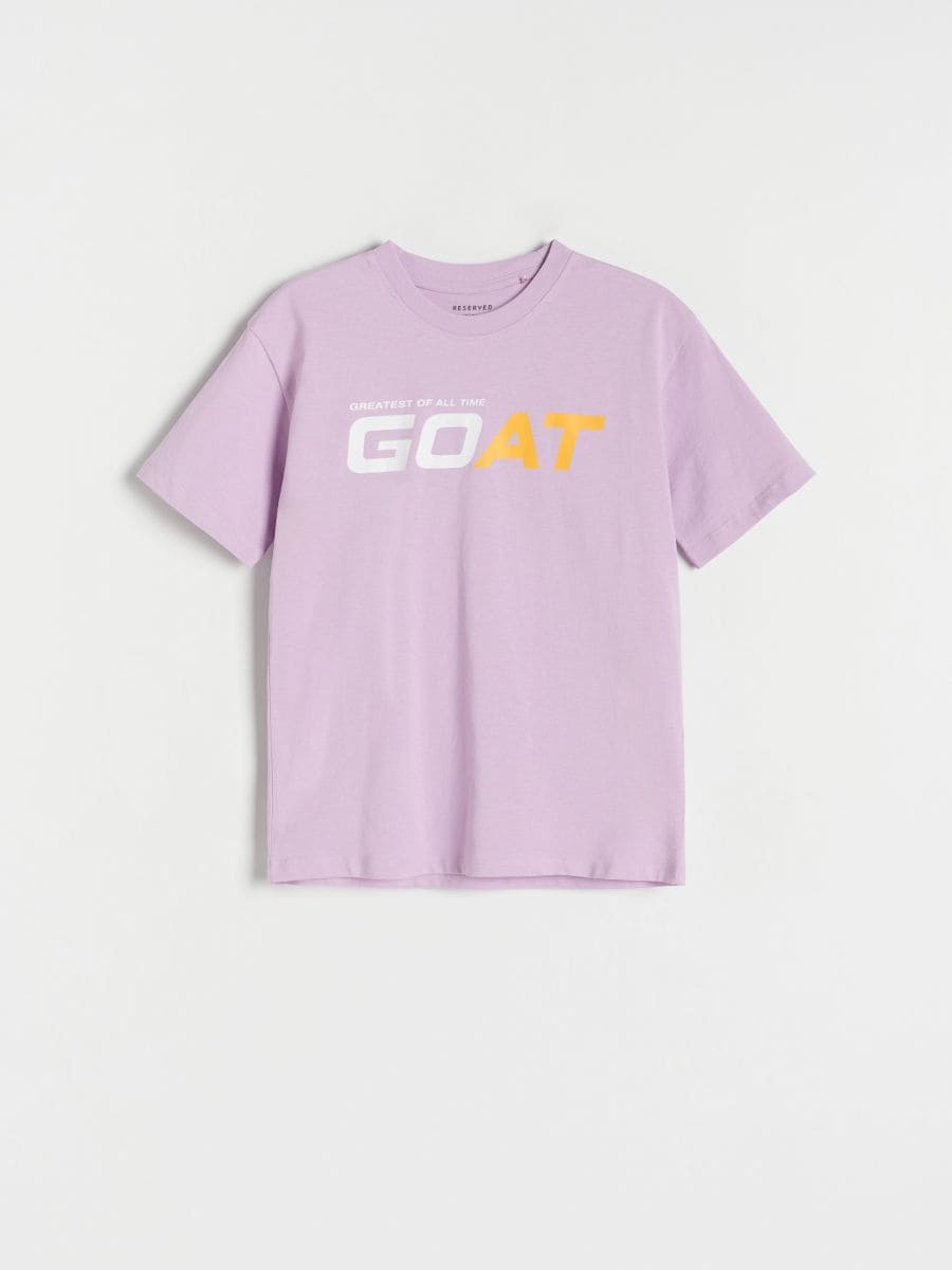 Baumwoll-T-Shirt mit Print - purpurrot - RESERVED
