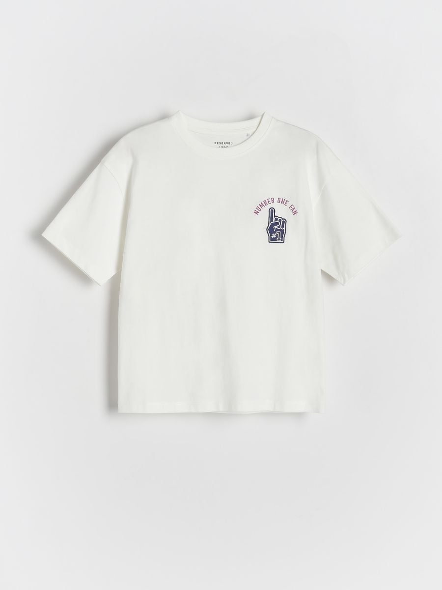 Oversize piegriezuma T-krekls ar reljefu apdruku - krēmkrāsa - RESERVED