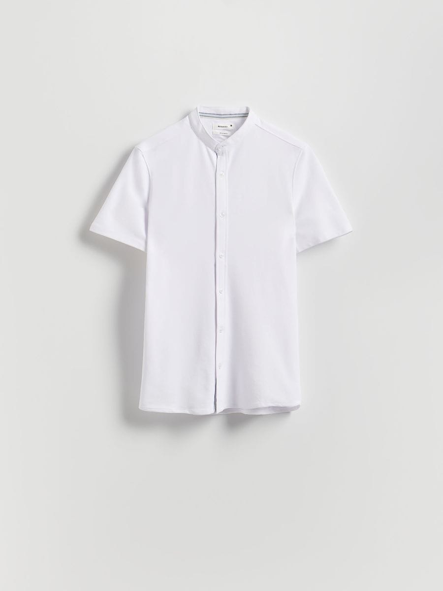 Super slim fit shirt with stand up collar - white - RESERVED