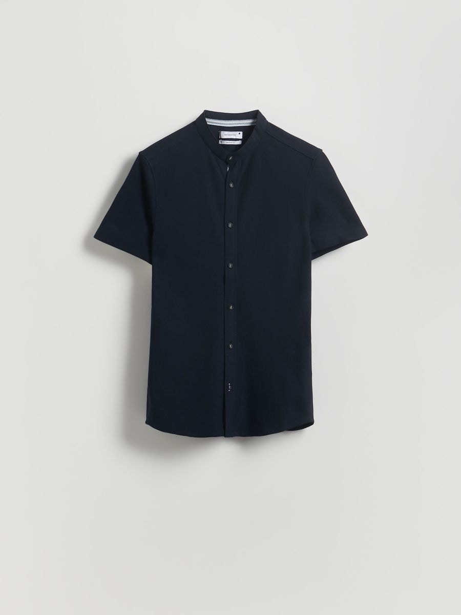 Super slim fit overhemd met opstaande kraag - MARINEBLAUW - RESERVED