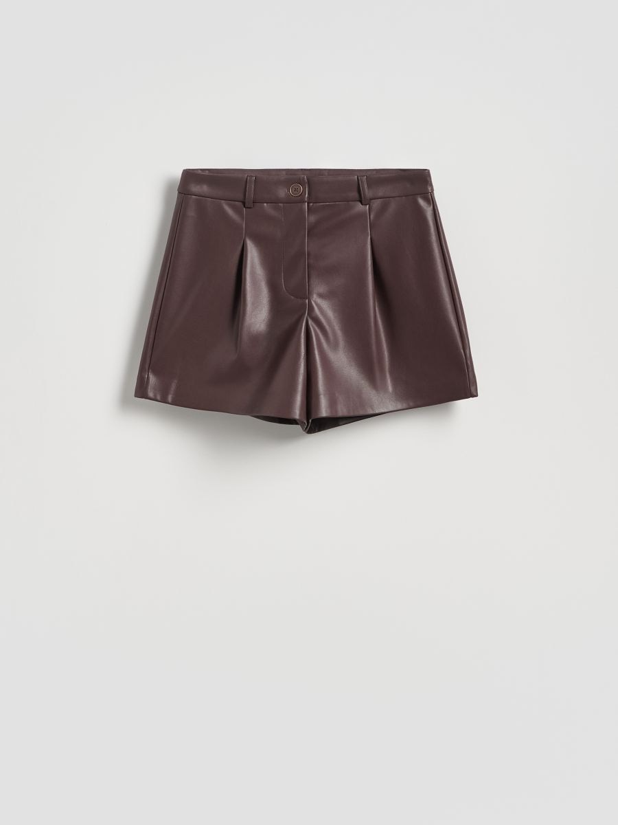 Faux leather shorts - maroon - RESERVED