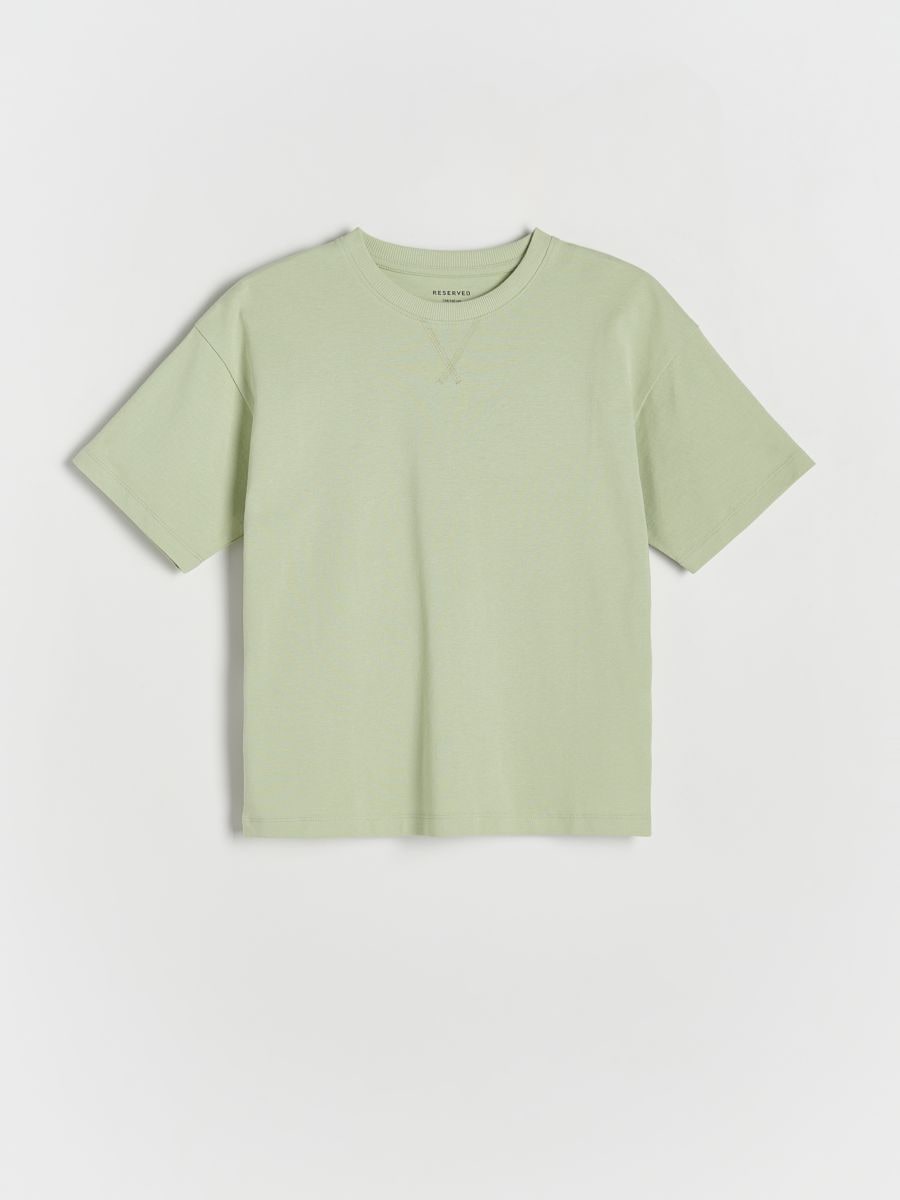 Oversized cotton T-shirt - pale green - RESERVED