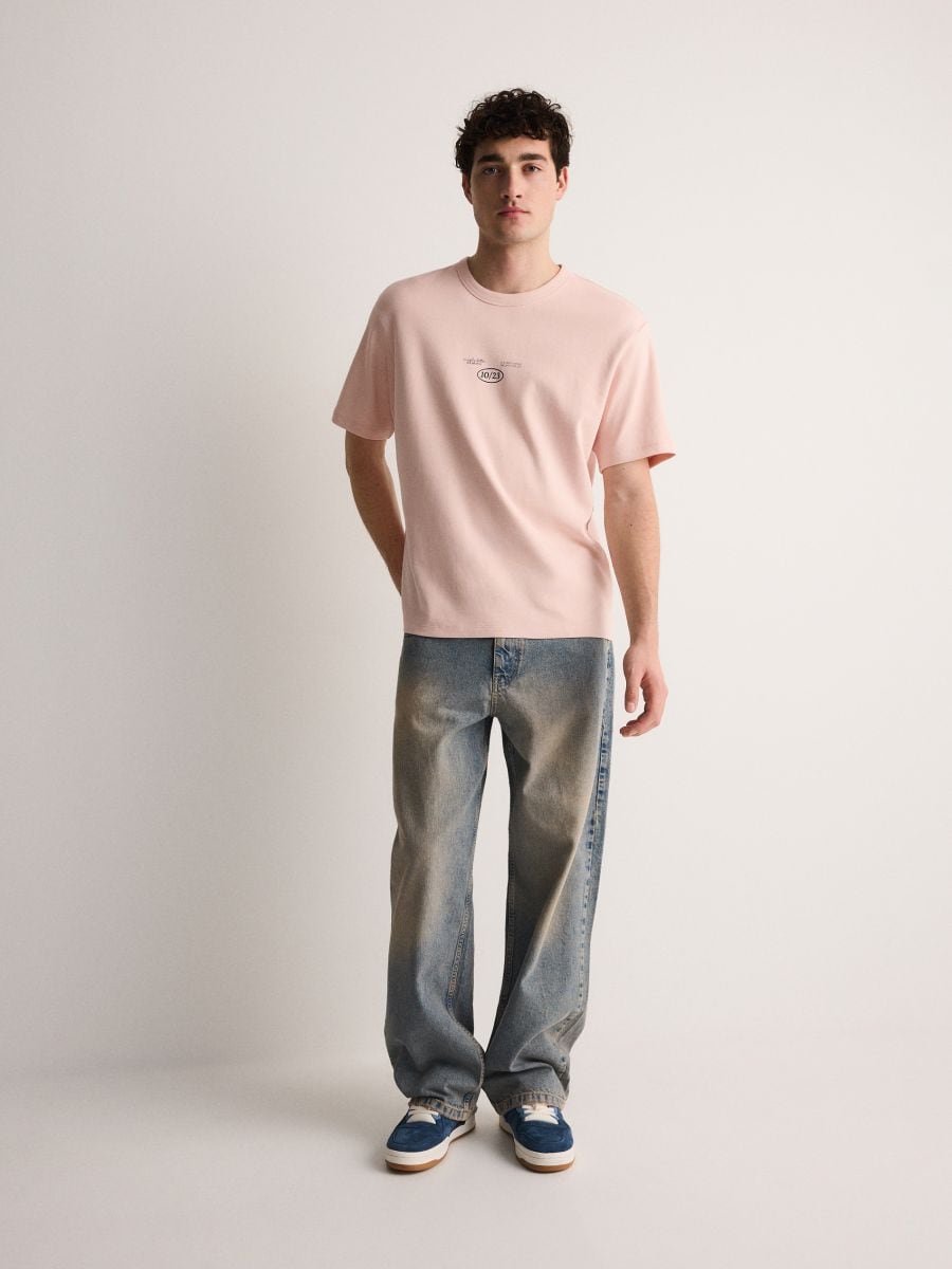 Oversized T-shirt with print COLOUR pastel pink - RESERVED