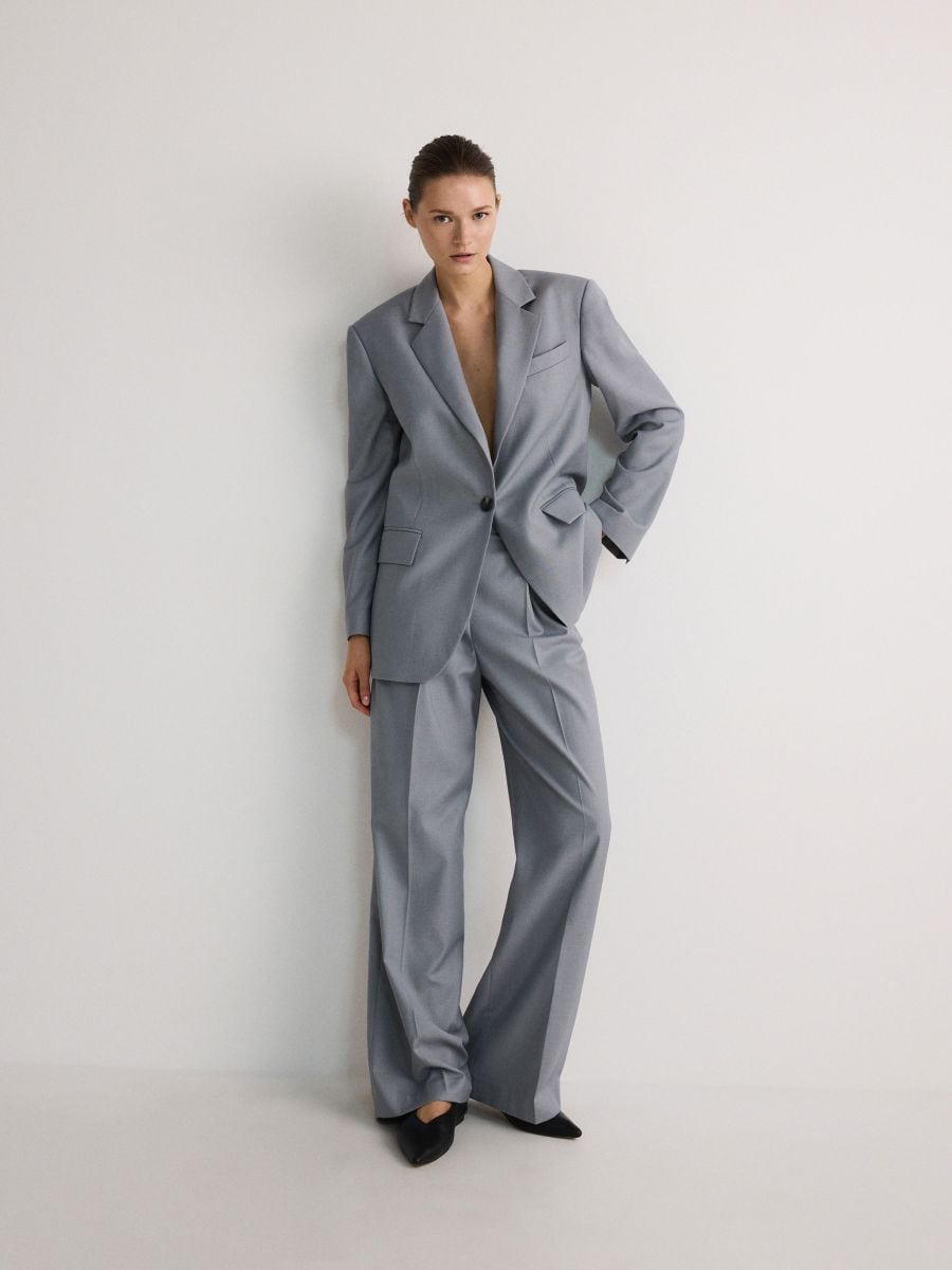 Oversized blazer with viscose blend - light grey - RESERVED - 3