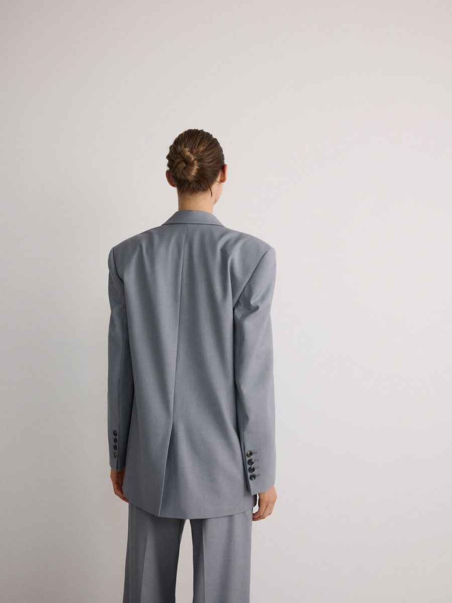 Oversized blazer with viscose blend - light grey - RESERVED - 4