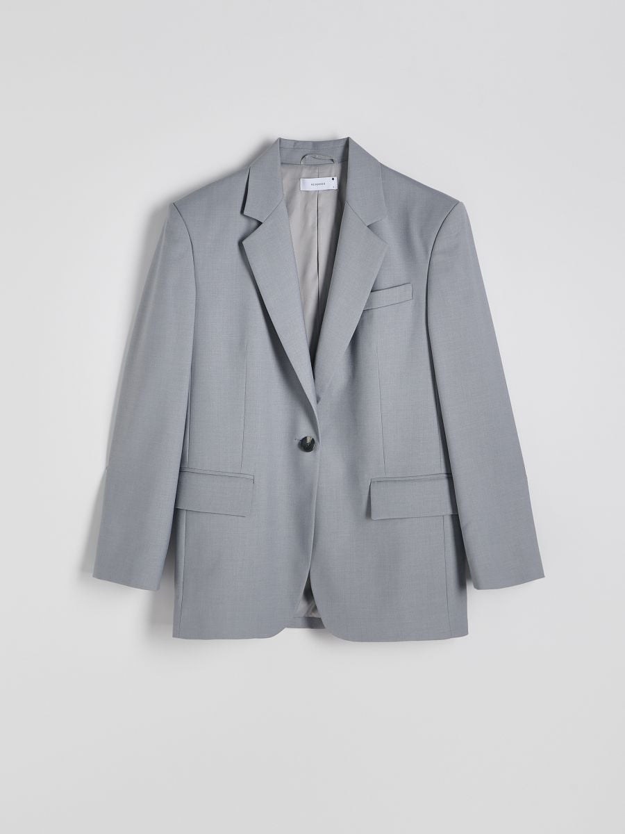 Oversized blazer with viscose blend - light grey - RESERVED - 5