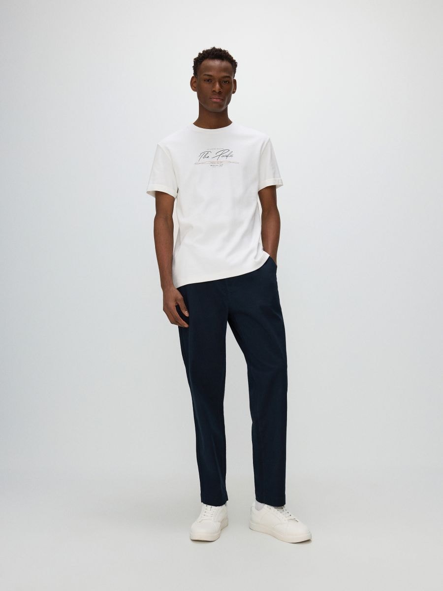 T-shirt regular fit z nadrukiem - biały - RESERVED