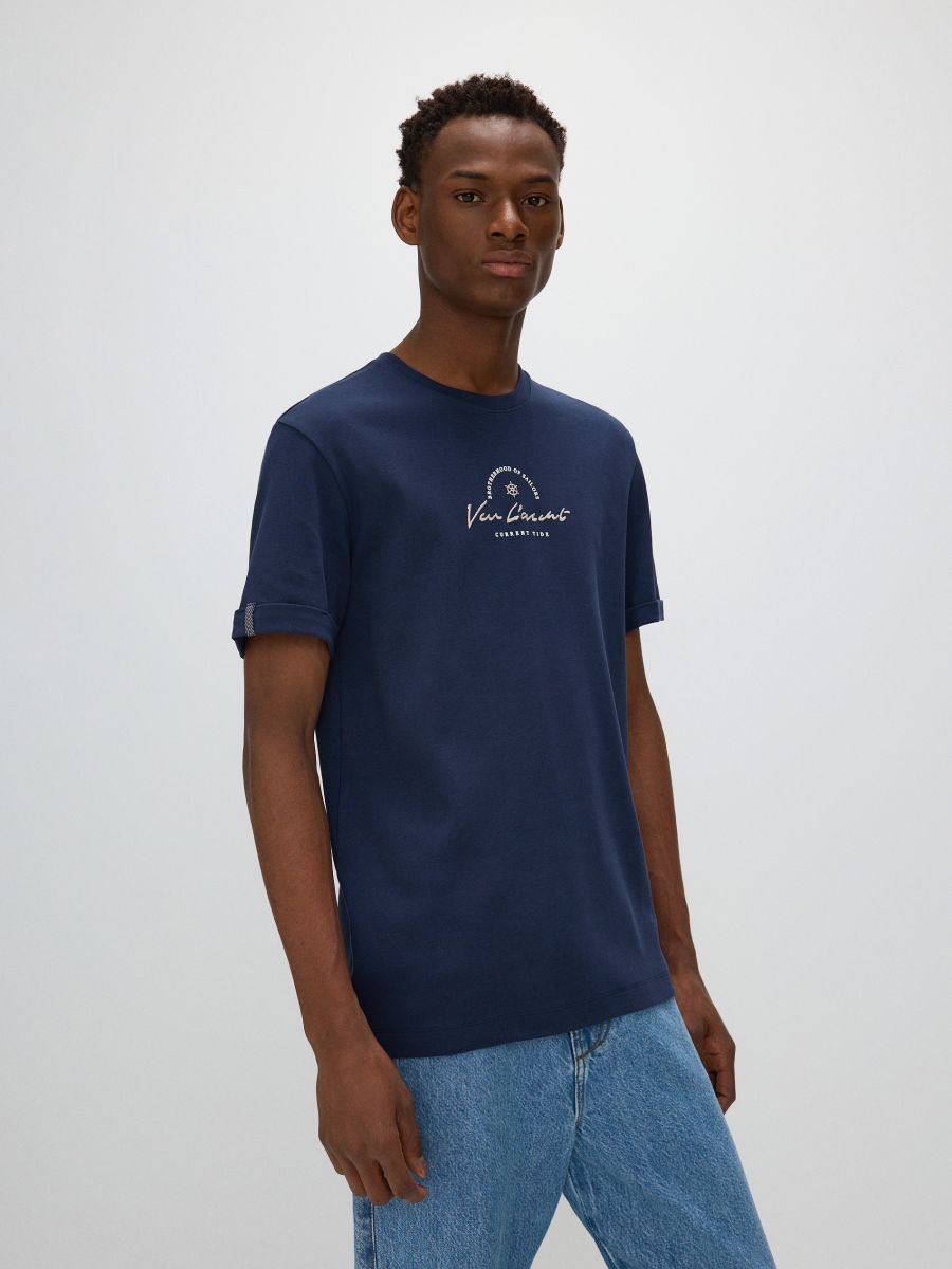 Regular fit T-shirt with print - navy - RESERVED - 4