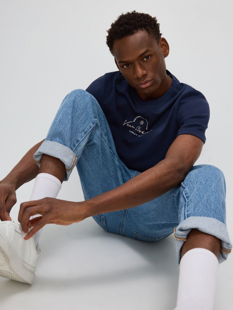 Regular fit T-shirt with print - navy - RESERVED - 3