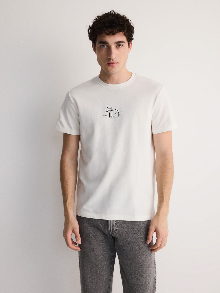 Regular fit T-shirt met print - CRÈME - RESERVED