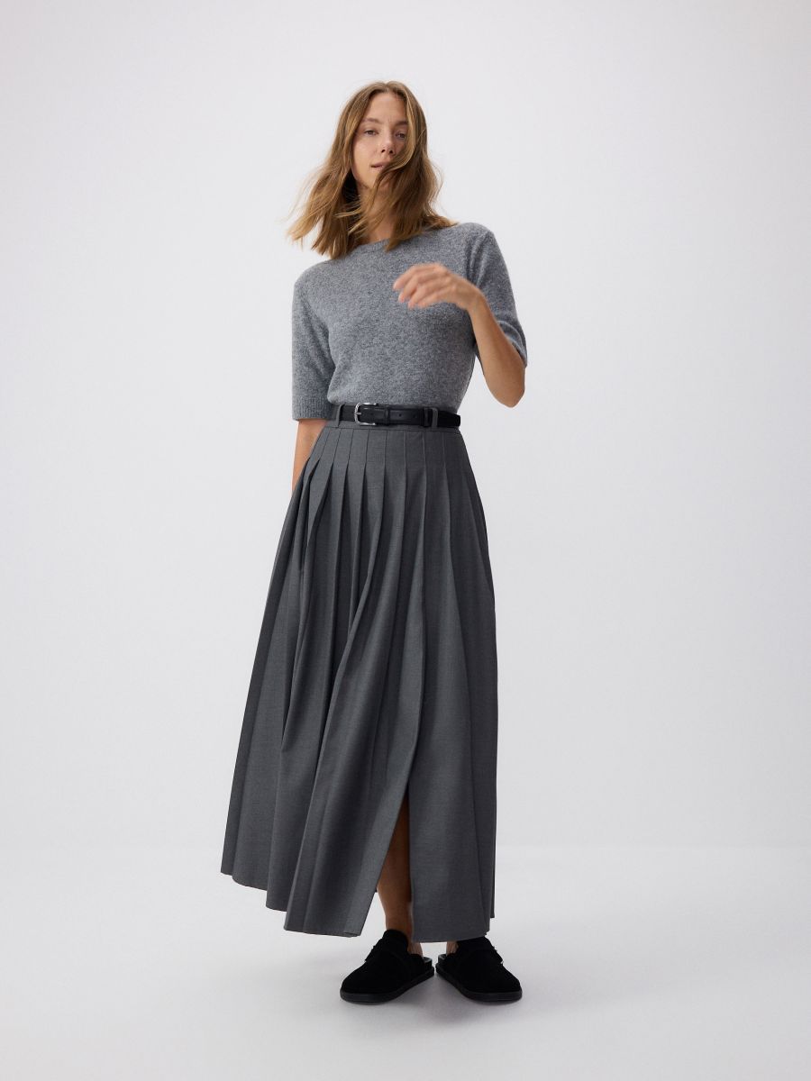 Pleated skirt - dark grey - RESERVED