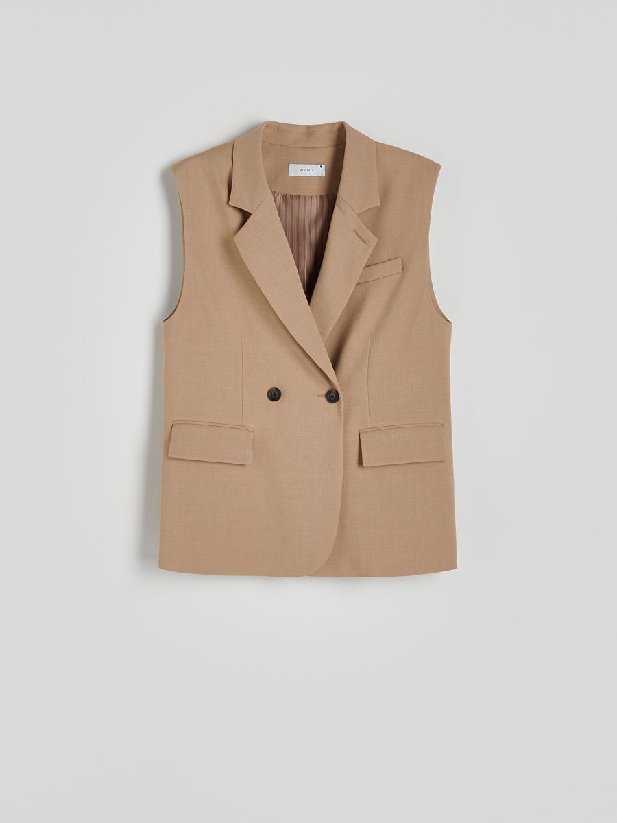 Doppelreihig Geknöpfte Weste - beige - RESERVED - 5