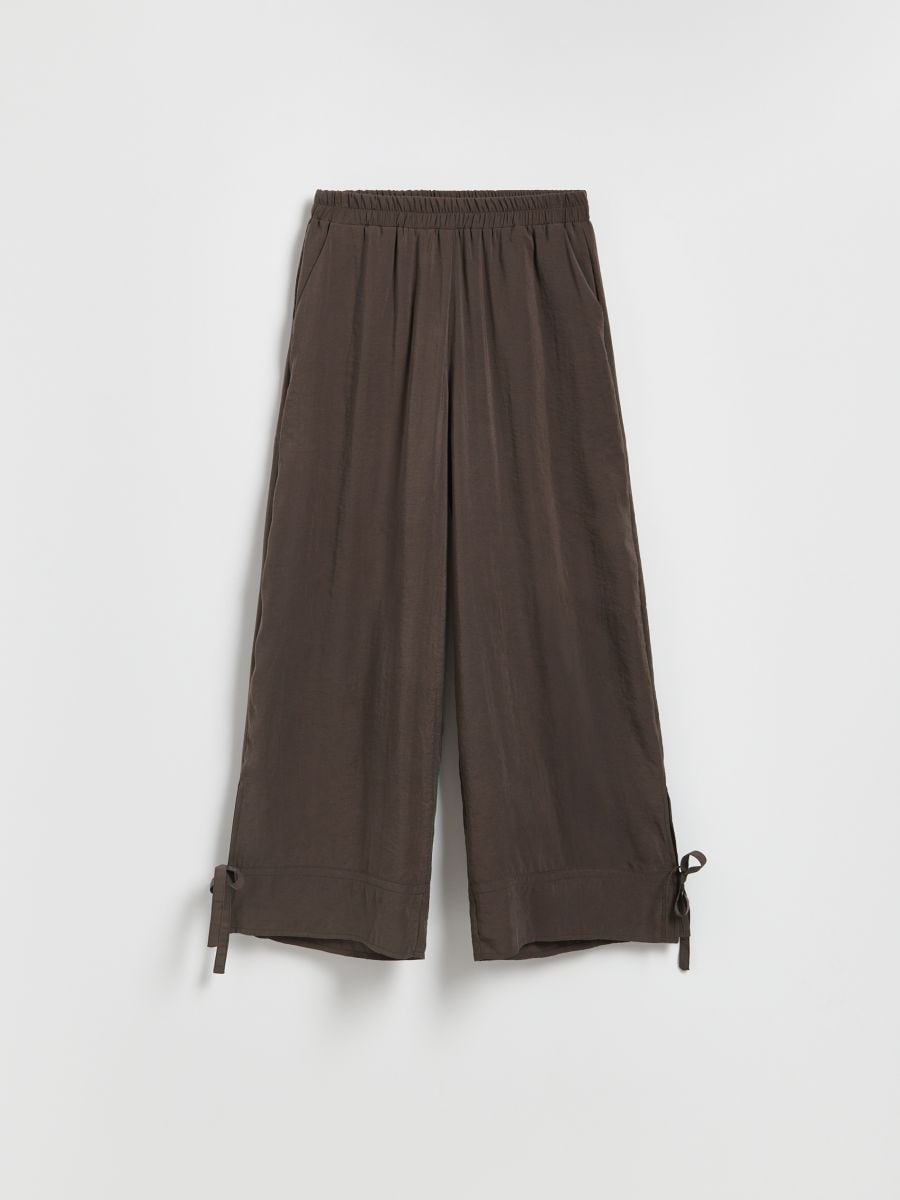 Wide-leg modal blend trousers - dark brown - RESERVED
