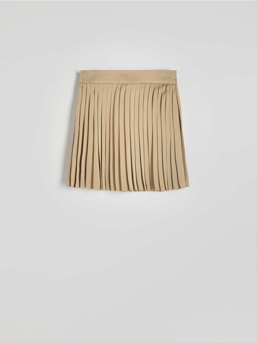 Pleated mini skirt Color beige - RESERVED - 882BW-80X