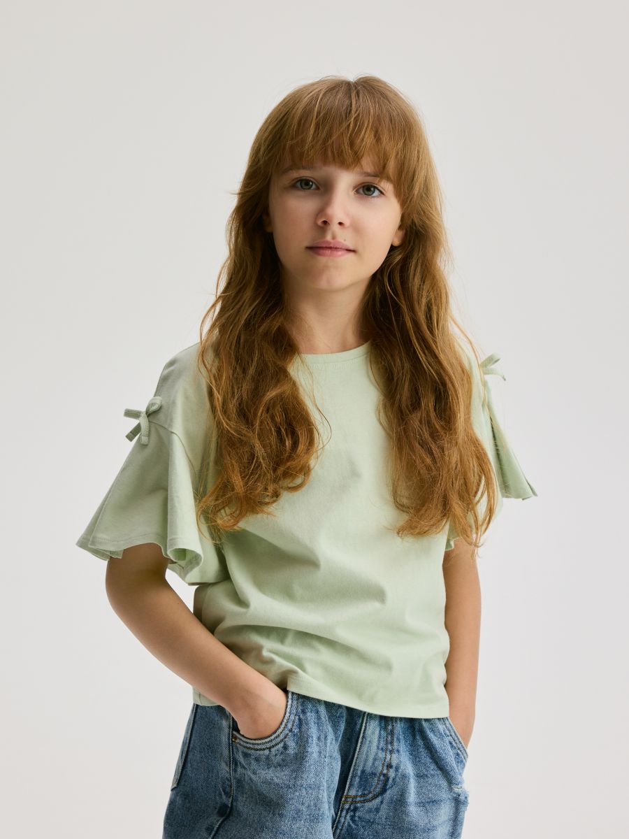 Ruffle hem blouse - pale green - RESERVED - 3