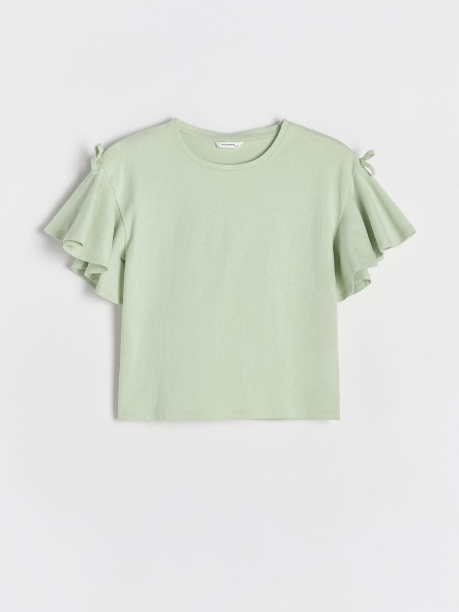 Ruffle hem blouse - pale green - RESERVED - 2