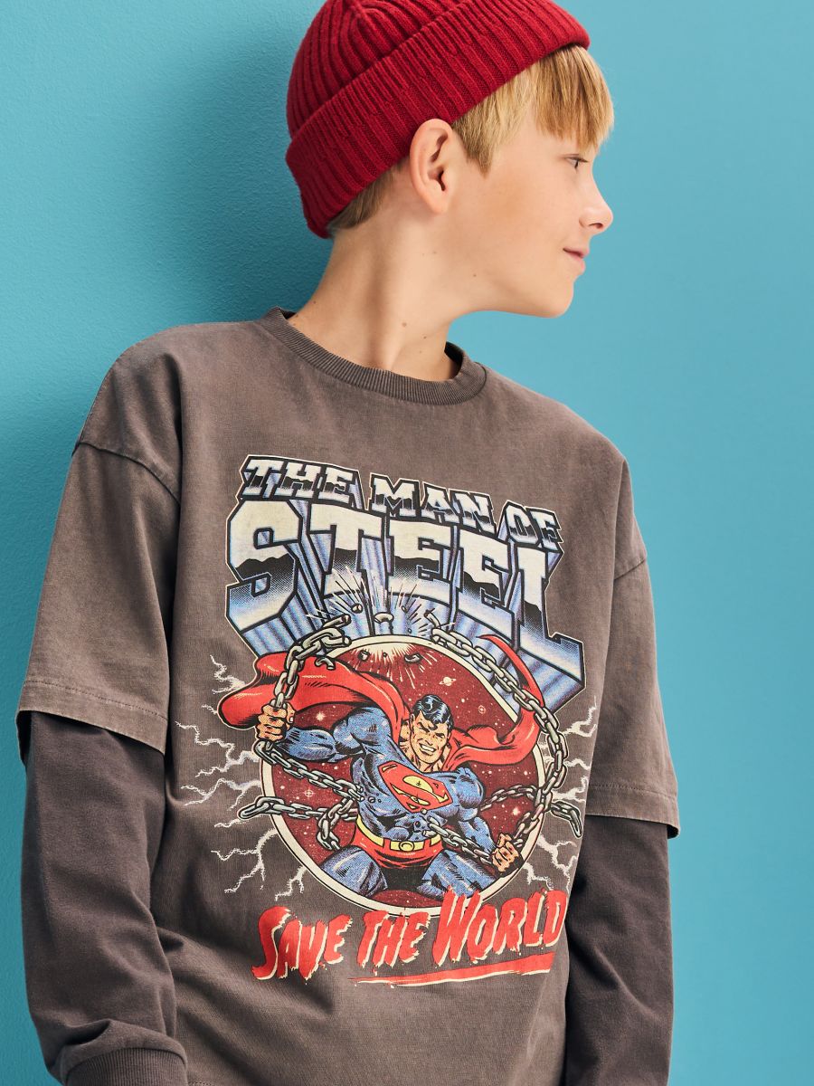 Oversized T-shirt Superman - DONKERGRIJS - RESERVED - 3