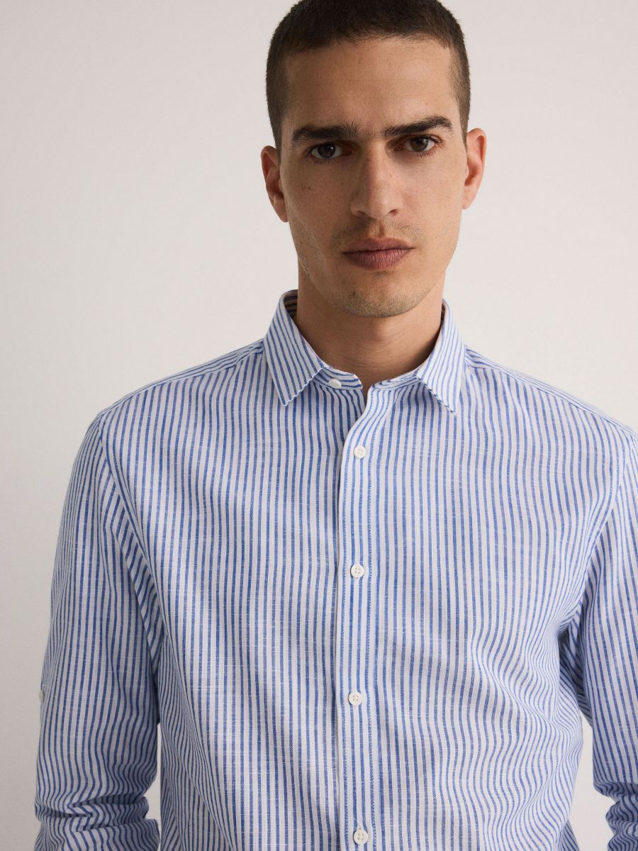 Regular fit striped shirt - azzurro - RESERVED