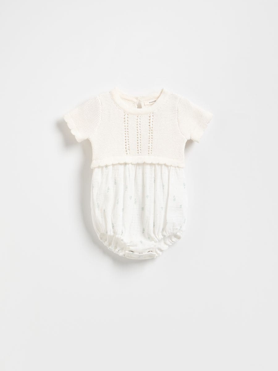 Combined materials bodysuit - cream - RESERVED - 2
