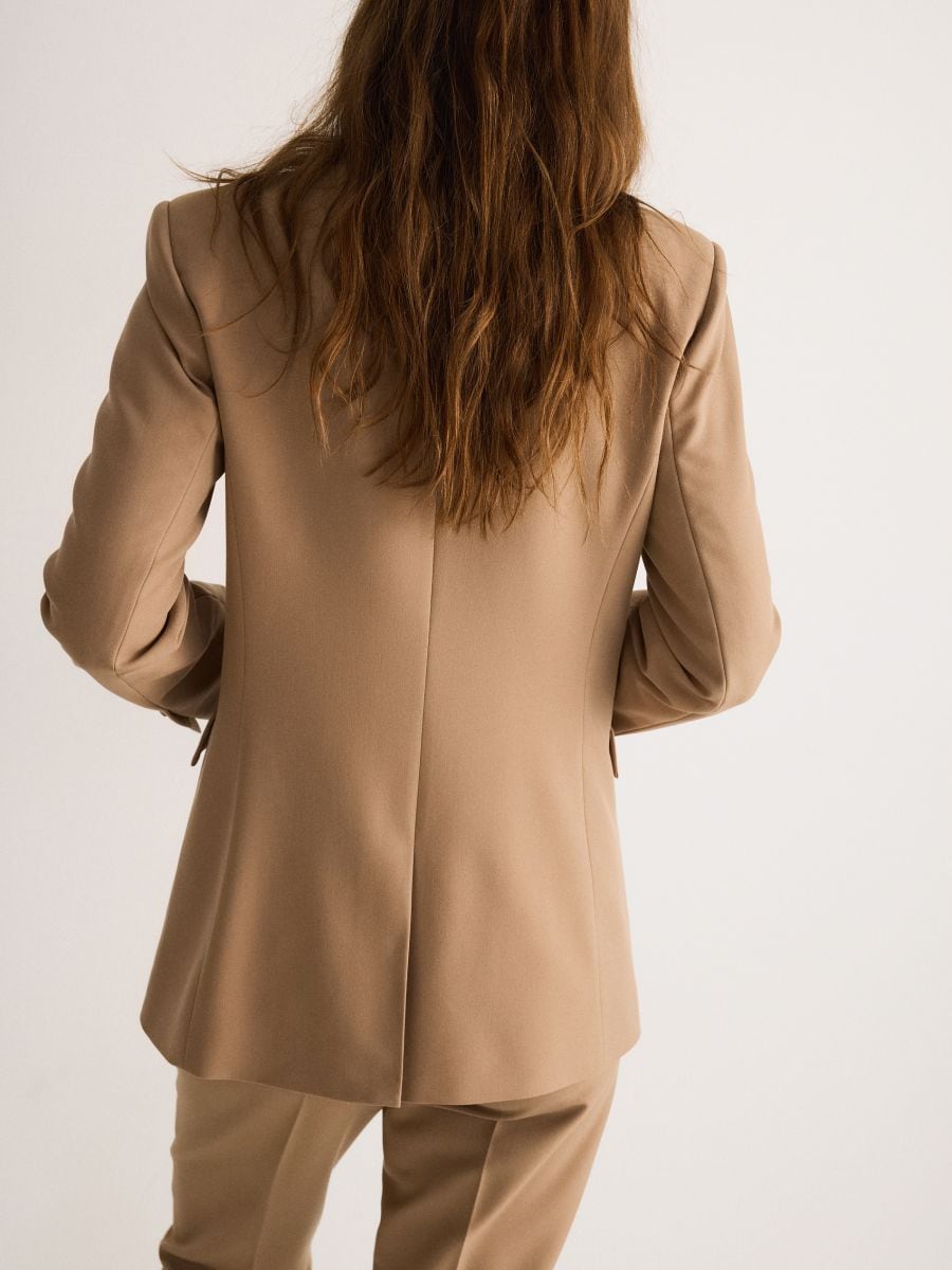 Double-breasted blazer with viscose blend - golden brown - RESERVED - 4