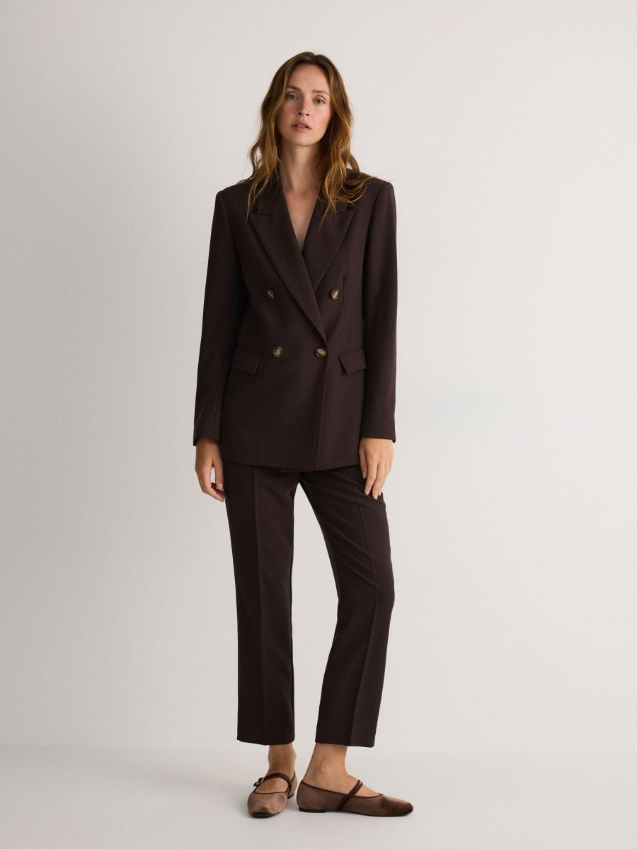 Double breasted blazer with viscose blend COLOUR dark brown RESERVED 884BX 89X
