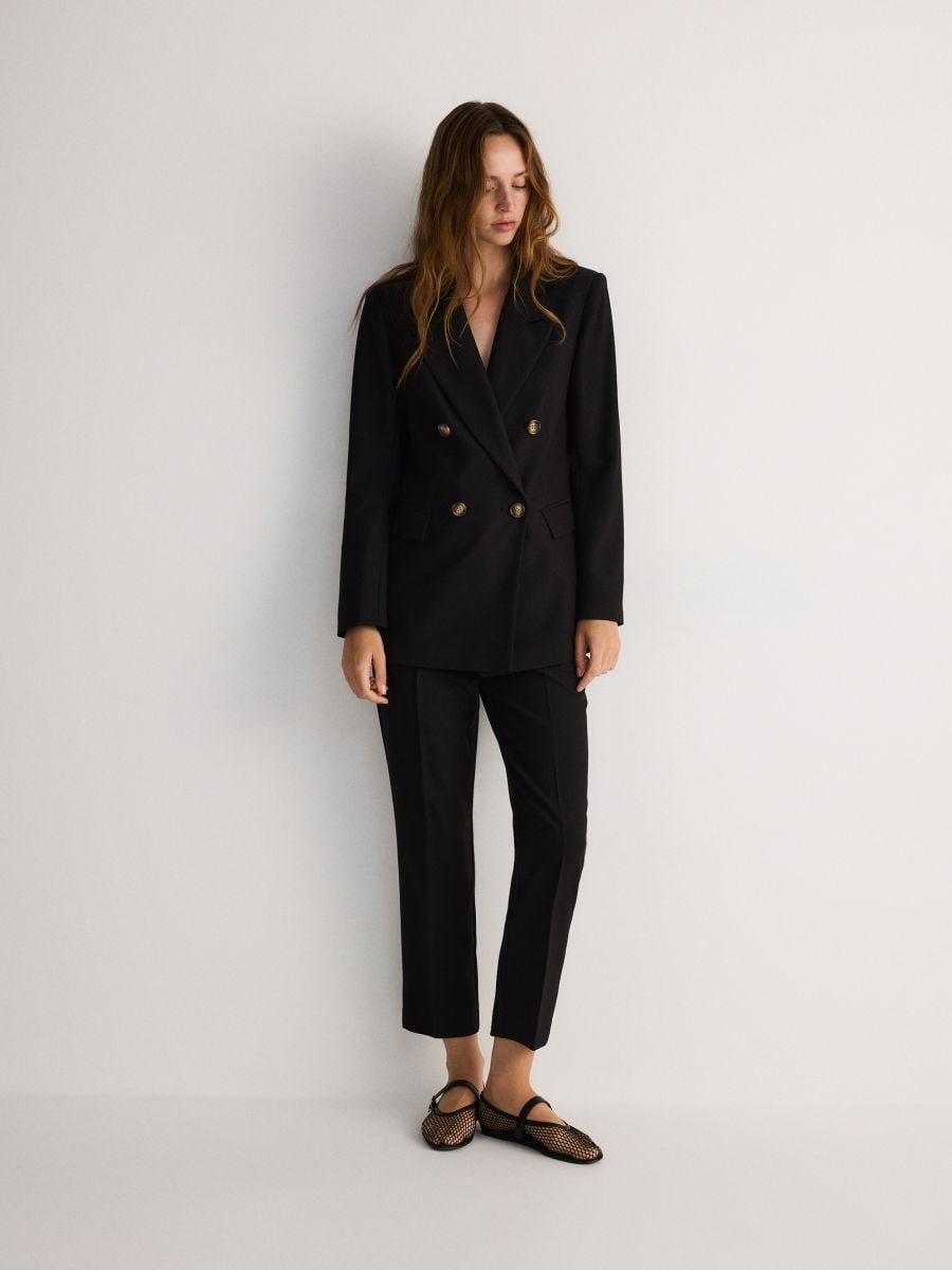 Double-breasted blazer with viscose blend - black - RESERVED - 2